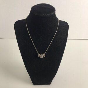 Brighton Silver Tone Rhinestones Beaded Charms Necklace Office
